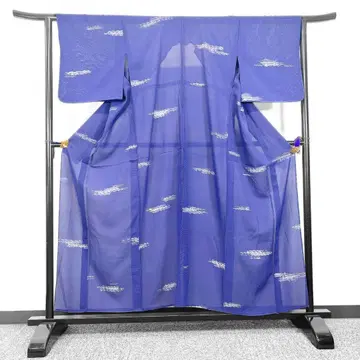 여름용 명주 유선 무늬 탁한 블루 코몬 기모노 061t