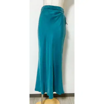 택 포함 새상품 새틴 롱 스커트 터콰이즈 블루