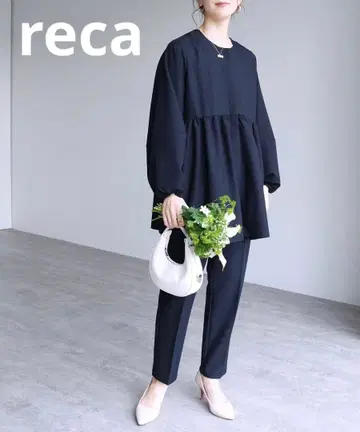 reca 페플럼 개더 자켓 테이퍼드 팬츠 2종 세트