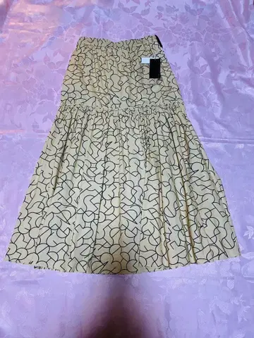 누프송누프 베이지 추상 무늬 롱 스커트