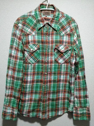 EDWIN 45193 체크 무늬 긴팔 웨스턴 셔츠 M 사이즈