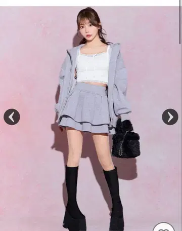 michellMacaron 빅 후드티 미니 스커트 3종 세트