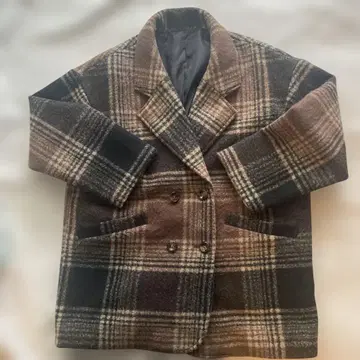 coca 체크 무늬 더블 브레스트 자켓