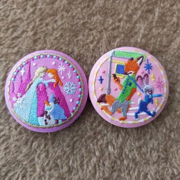 자수 캔뱃지 부착 비스킷 2 주토피아 안나 안나와 눈의 여왕 2개 디즈니