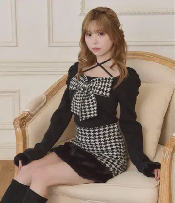 apres jour 8주년 기념 아이템 끈 포함 프론트 리본 니트