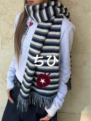 aeae 이치고 패턴 스트라이프 머플러