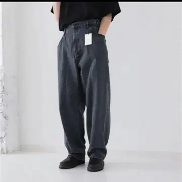 steinEX 와이드 후크드 데님 진/S/BLK