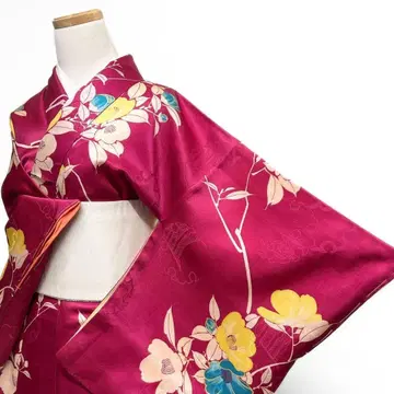 코몬 앤티크 동백 설륜 꽃 무늬 기모노 115 p ms