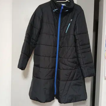 Super Lady 블랙 퀼팅 롱 코트