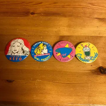 80년대 당시물 CREAMSODA 크림 소다 캔뱃지 4개 세트 로카빌리