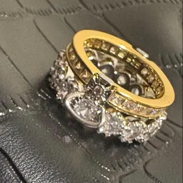 실버 925 각인 있음 골드 & 실버 2연 반지