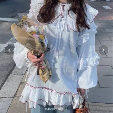 HELLO.SANFRANCISCO 배색 스티치 프릴 튜닉