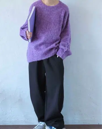 FASHIRU 모헤어 니트 믹스 울 퍼플