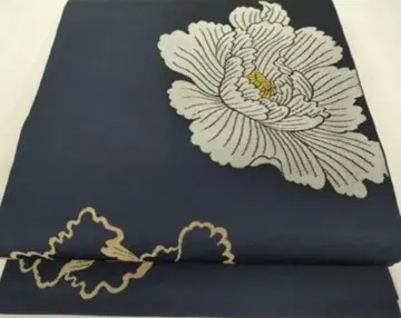 후쿠로 오비 네이비 꽃무늬 자수