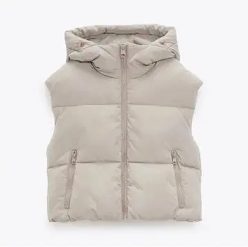 [ 미사용 ] 자라 ZARA 후드 부착 숏 다운 베스트 XS