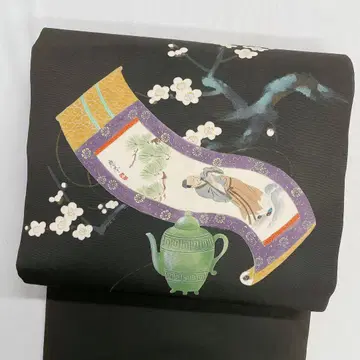 나고야 오비 매화 소나무 작은 꽃 패 모양 항아리 모양 기모노 101t