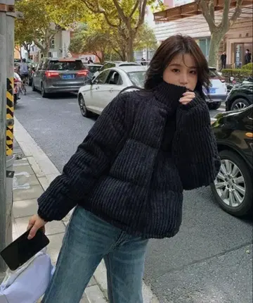 LAC-VERT 코듀로이 인조 가죽 다운