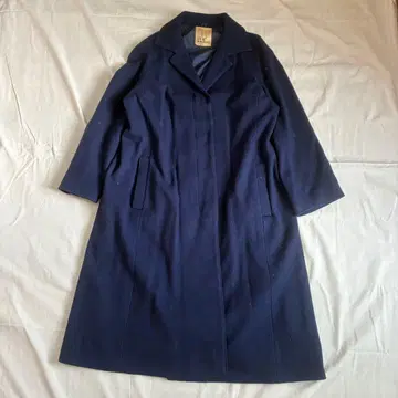 울 100% 스텐카라 코트 네이비 롱 기장 일본제 여성용