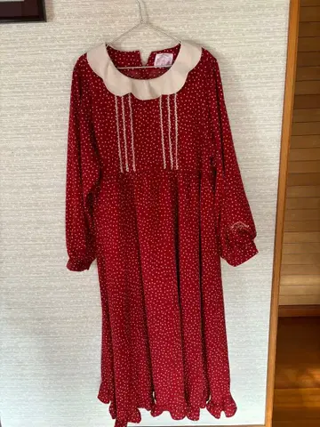 빨간색 도트 무늬 긴팔 원피스 빅 사이즈 5L