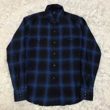 rags mcgregor 옴브레 체크 셔츠 웨스턴 셔츠 블루