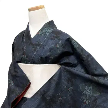 미착용 코몬 오시마 명주 꽃 무늬 리프 안개 네이비 착 115b d ms