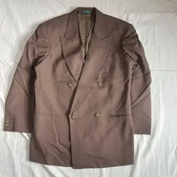 더블 브레스트 테일러드 자켓 브라운 계열 어깨 패드 포함 vintage