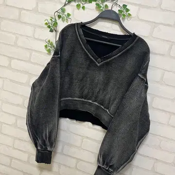 JEANASIS 핸드 블리치 숏 V 풀오버