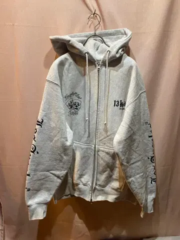 13LAST/블라스트 2FACE 후드 맨투맨 그레이 풀 집업 LA