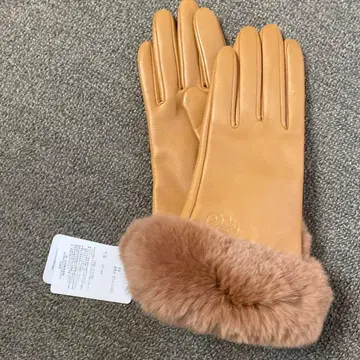 DAKS 카멜색 퍼 포함 장갑 21cm