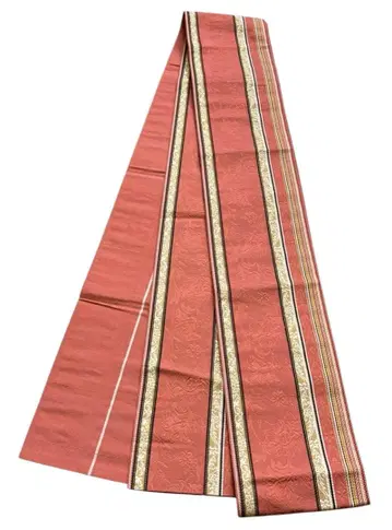 T 58 반폭 오비 하카타 오리 당초꽃 순수 실크 코부쿠로 오비