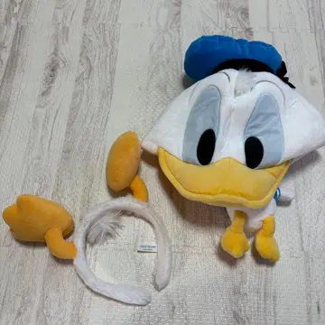 도널드 덕 봉제 인형 모자 귀 머리띠 포함 세트