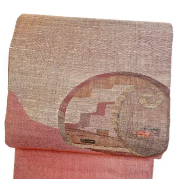 후쿠로 오비 원형 기하학 패턴 소용돌이 무늬 기모노 061t