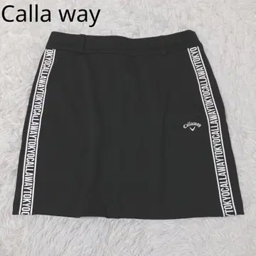 캘러웨이 스커트 골프웨어 무릎 기장 로고 자수 포켓 블랙 L