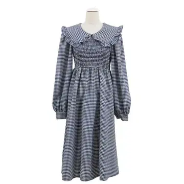 새상품급.PUNYUS 깅엄 체크 롱 슬리브 원피스