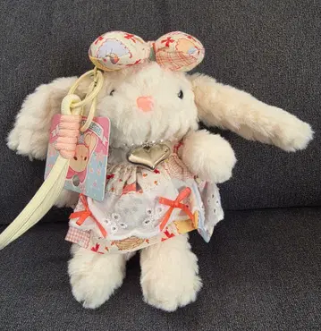 리본 포함 토끼 봉제 인형 스트랩 포함