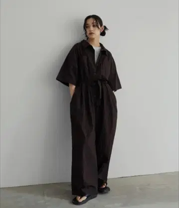 택 포함 새상품 hellam/하프 슬리브 점프수트