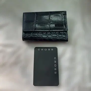 전시품 깨끗함 CROSS 6연 키케이스 네이비 크로스 크로커다일 패턴