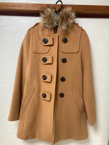 카멜 더플 코트 퍼 포함