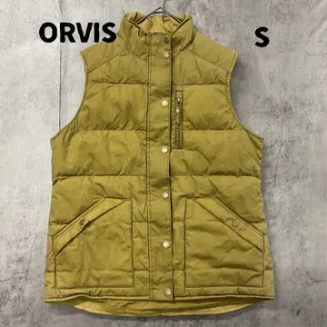 오비스 다운 베스트 노랑 올리브색 풀 집업 스냅 버튼 [ 7763 ]