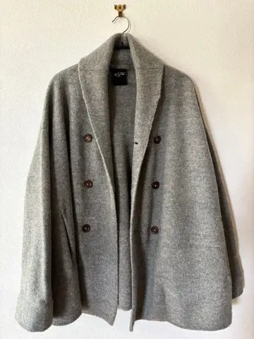 45R 울 더블 브레스 코트 그레이