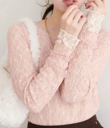 내추럴 꾸뛰르 리버서블 레이스 상의 핑크