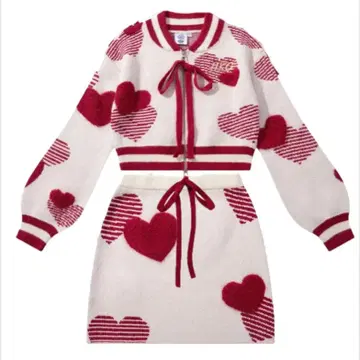 HOOK for girls 하트 입체 자수 니트