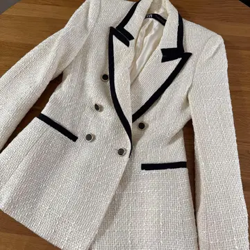 [ 12/27까지 판매 ] ZARA 테일러드 자켓 화이트/블랙 S