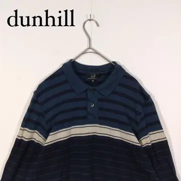던힐 네이비 보더 긴팔 피케 셔츠 M