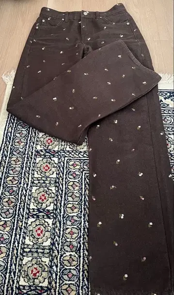 grove 한국 팬츠 데님 꽃무늬 자수