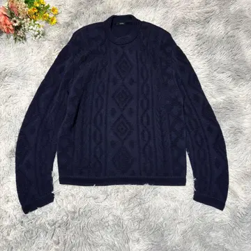 로페 니트 스웨터 [ F ] 네이비 루즈핏 울 레트로 일본제