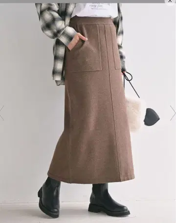 니트 타이트 스커트 워셔블 브라운 택 포함 미사용품