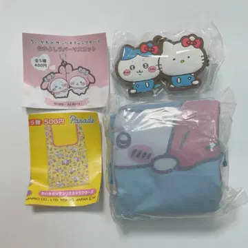 치이카와 x 산리오 캐릭터즈 헬로키티 하치와레 에코백 & 고무 마스코트
