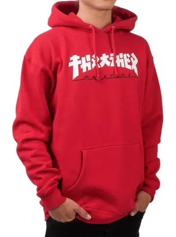 새상품 트레셔 속기모 XL 고질라 레드 후드티 후디