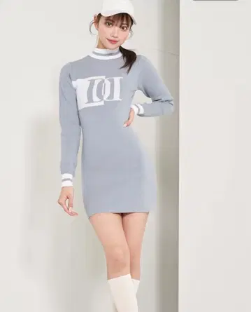 Darich 자카드 로고 니트 미니 원피스 SAX 미사용 새상품 택 포함